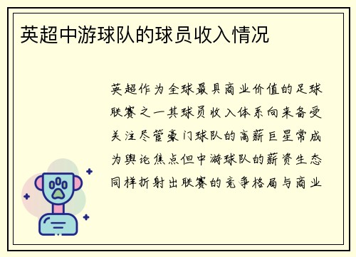 英超中游球队的球员收入情况